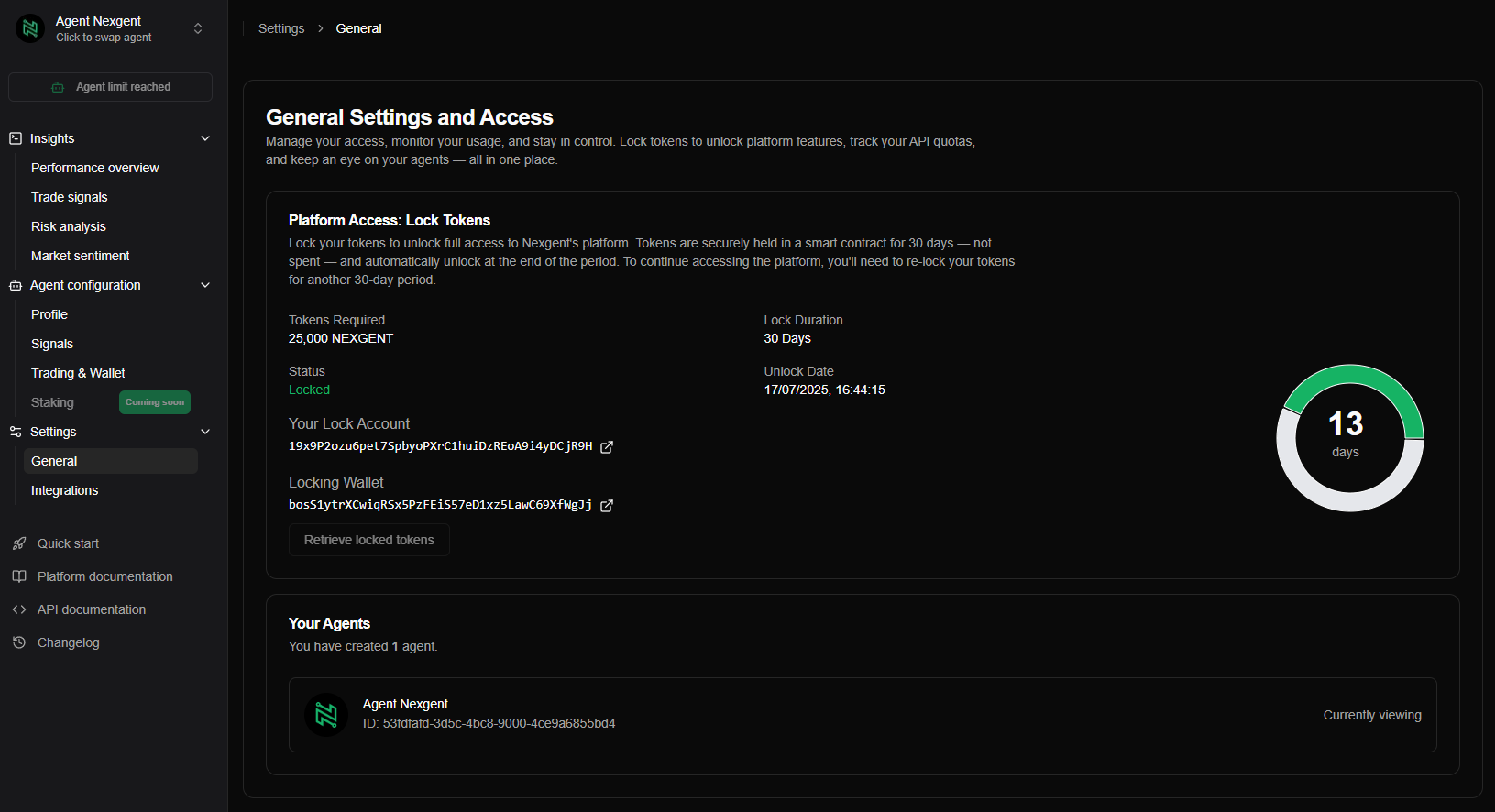 Nexgent General Settings and Access Page