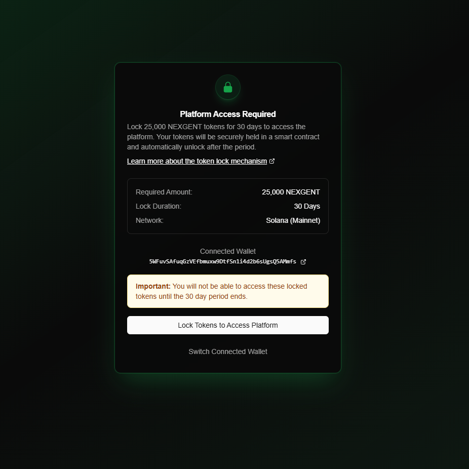 Confirm Token Lock in UI