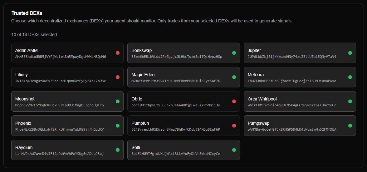 Trusted DEX Selection
