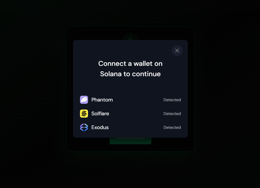 Wallet Selection Screen