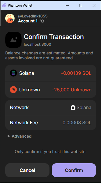 Wallet Transaction Confirmation