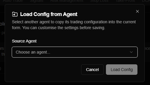 Load Config from Agent dialog