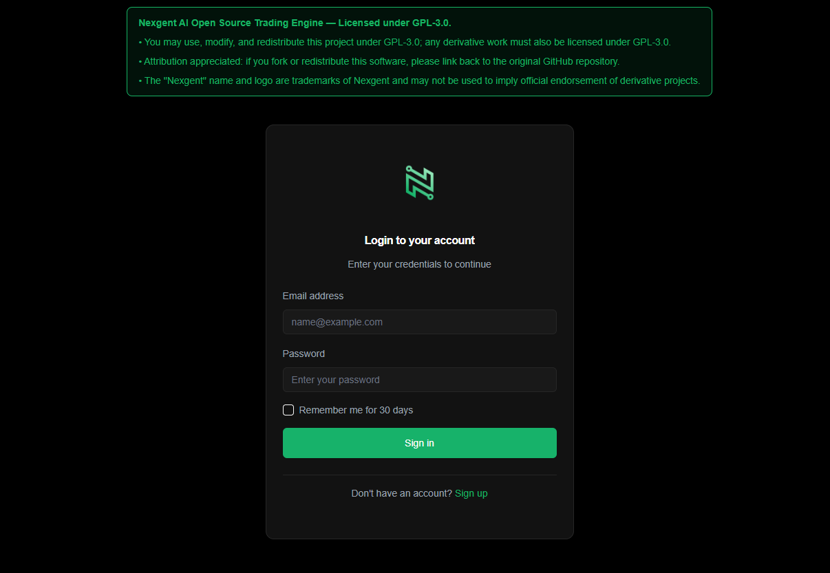 Nexgent login page showing Register and Login options